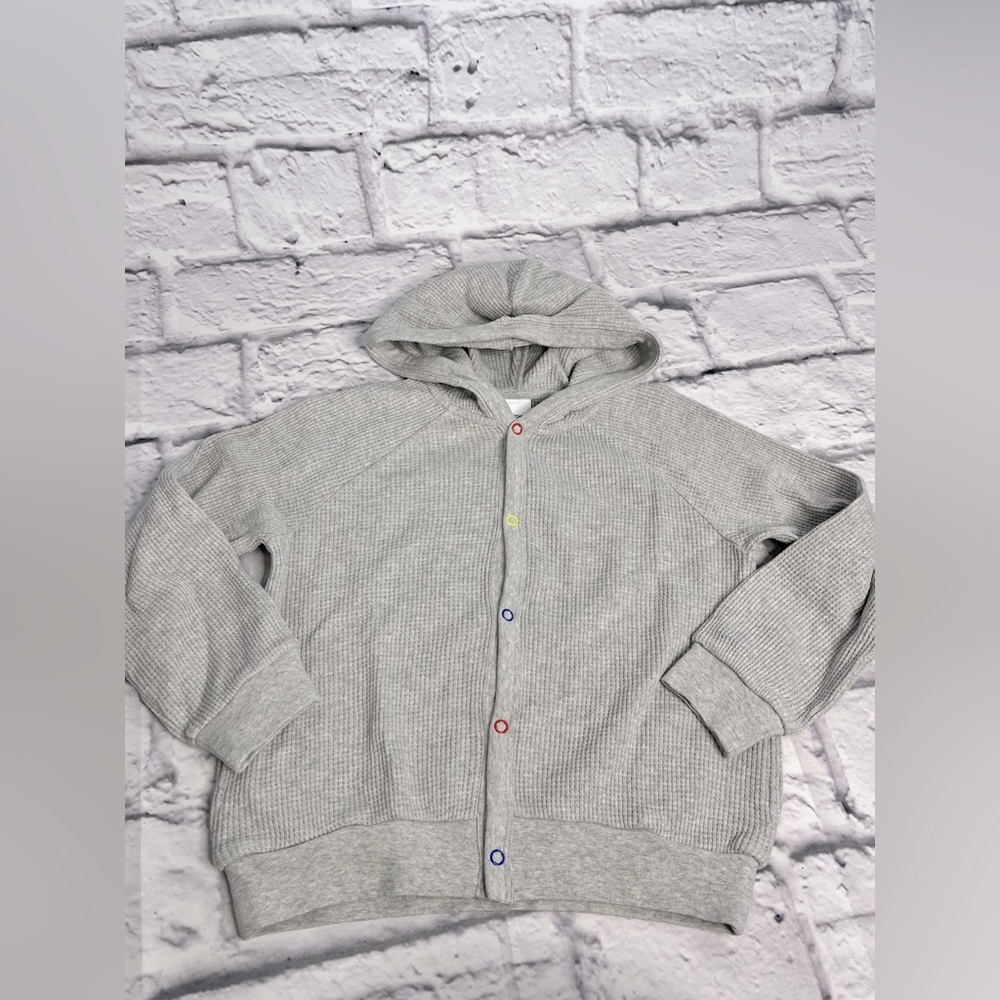 Open edit kids thermal knit button up hoodie sweatshirt new size 6
